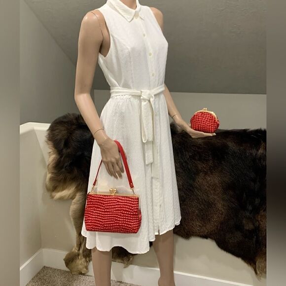 Handmade Genuine Embossed Leather Kisslock Wristlet/Crossbody & Coin Purse - Picture 2 of 16